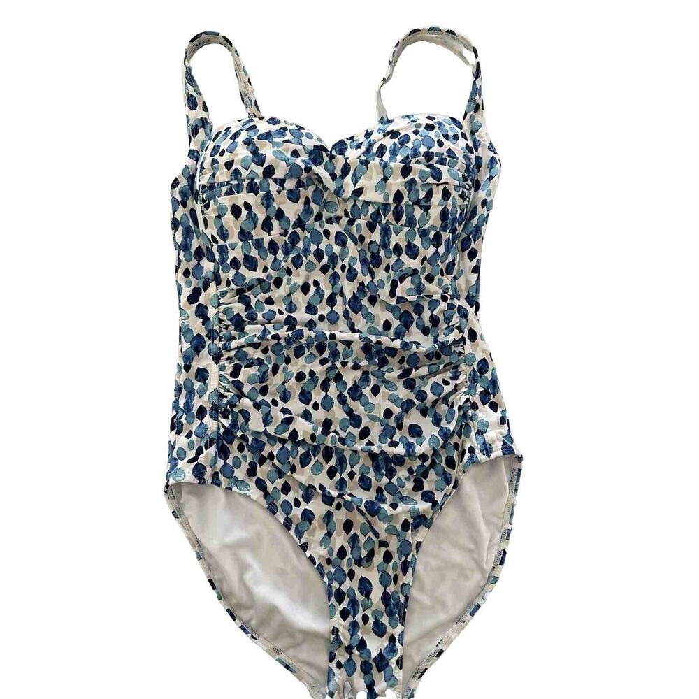 Niptuck Swim Swimsuit Women's White Multicolor Dots Multi-Fit Cup Size 6